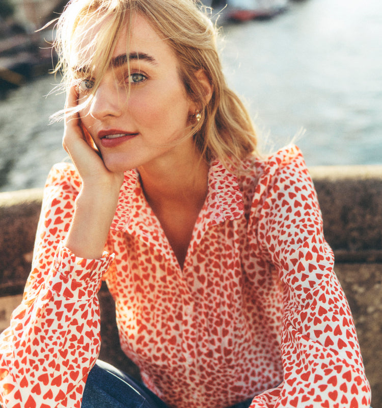 Women wearing a boden shirt