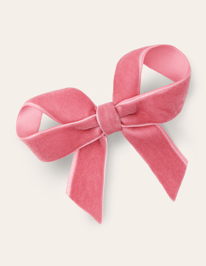 Velvet Bow Hair Clip-Boto Pink