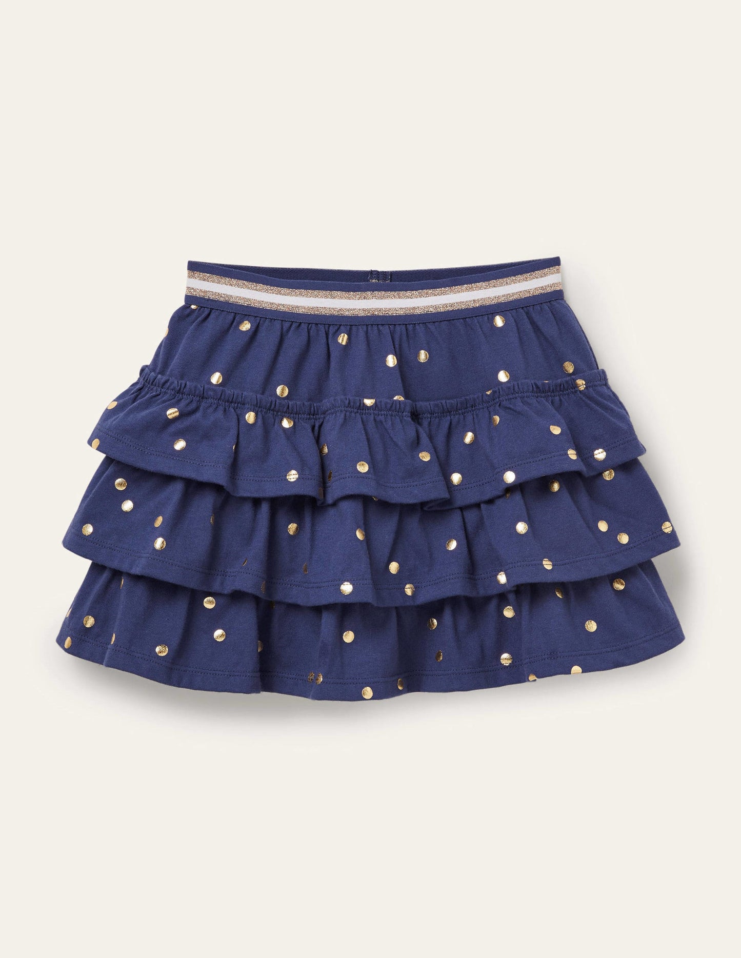 Jersey Ruffle Skort-Starboard Navy Gold Spot