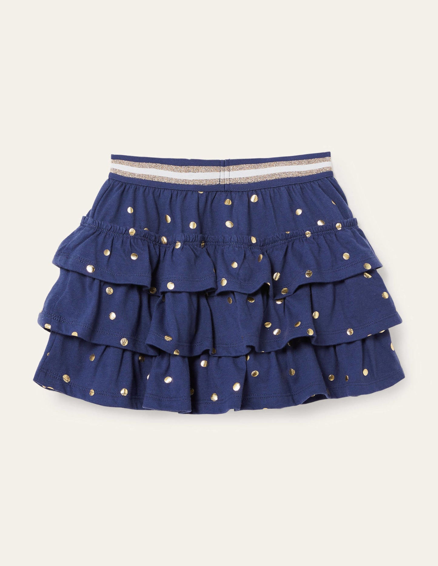 Jersey Ruffle Skort-Starboard Navy Gold Spot