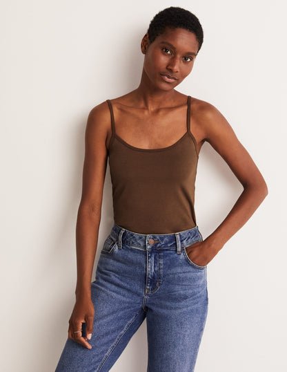 Plain Cami Top-Deep Brown