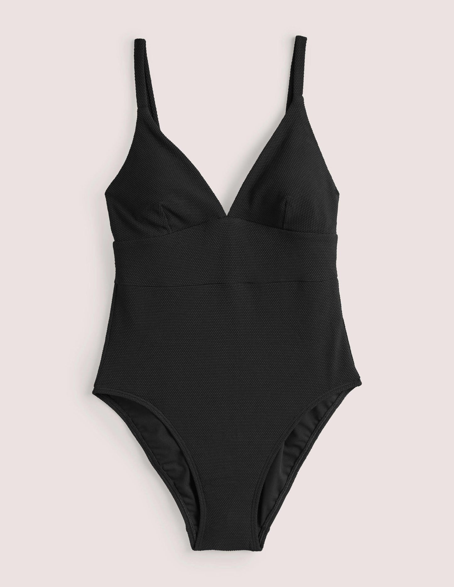 Arezzo V-neck Panel Swimsuit-Black Texture