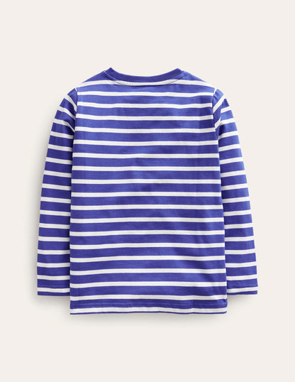 Novelty Bag T-shirt-Bluing/ Ivory Stripe