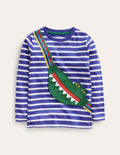 Novelty Bag T-shirt-Bluing/ Ivory Stripe