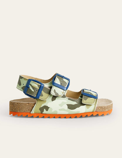 Leather Sandal-Camo Green