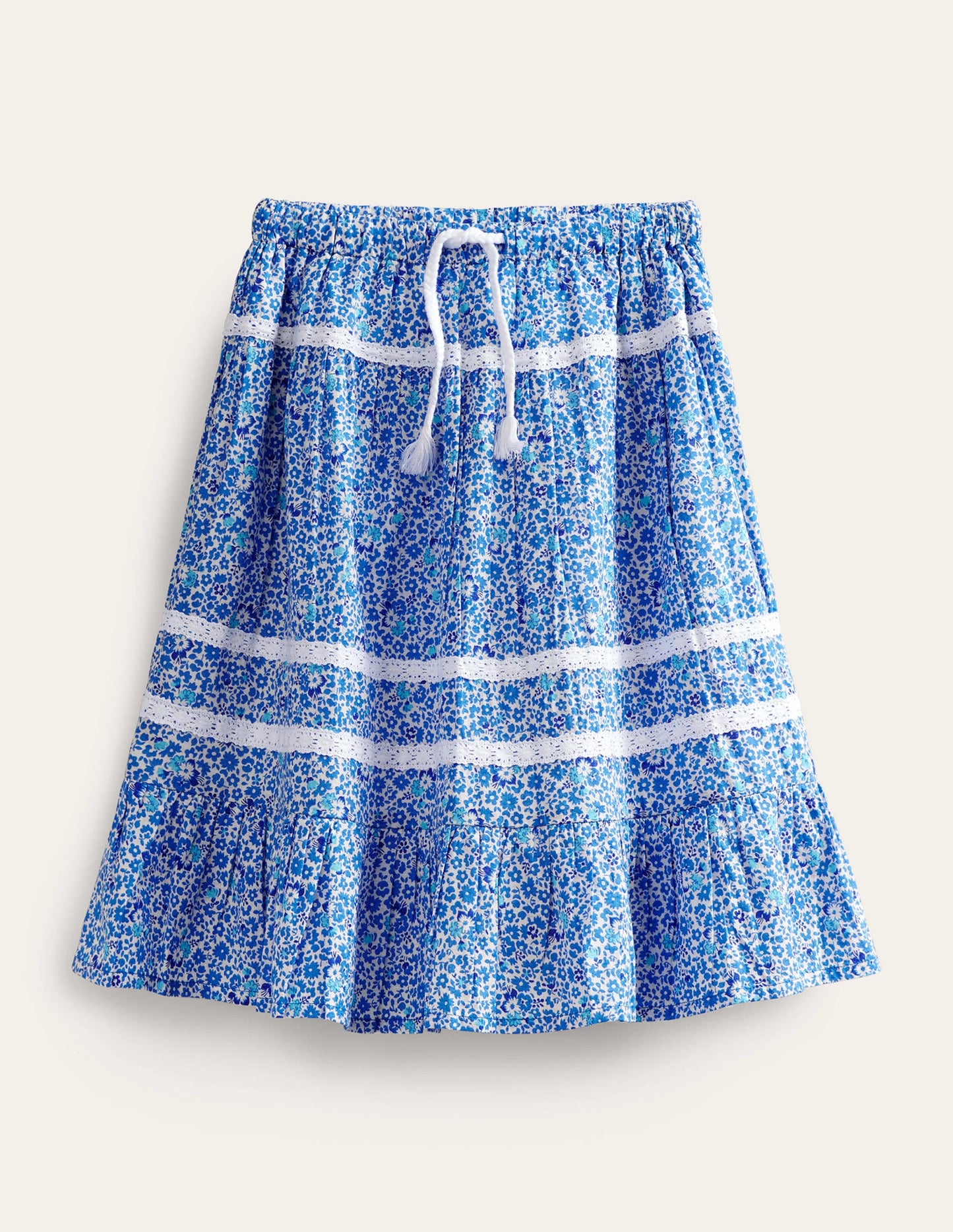 Interest Lace Maxi Skirt-Blue and Aqua Ditsy Floral