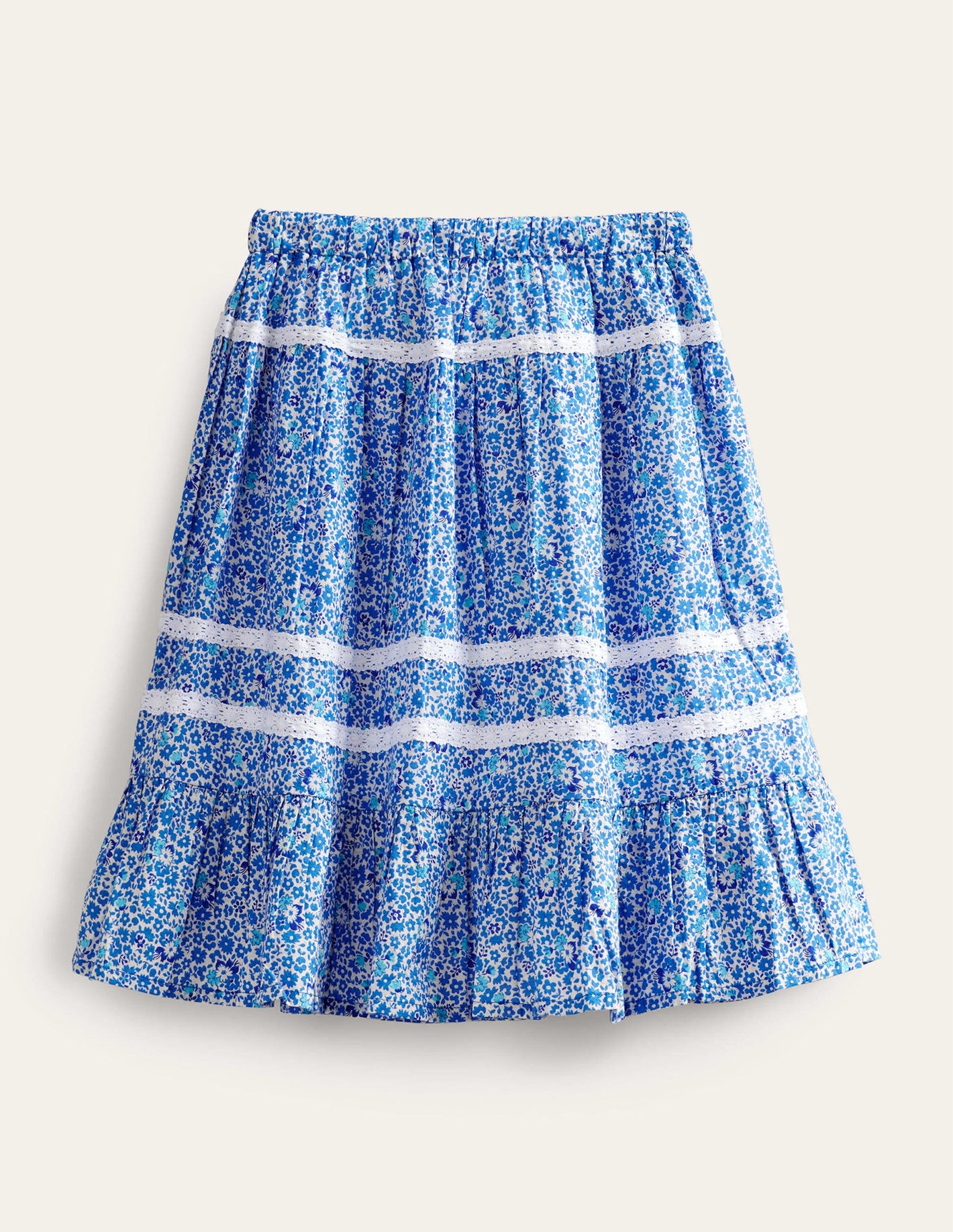 Interest Lace Maxi Skirt-Blue and Aqua Ditsy Floral