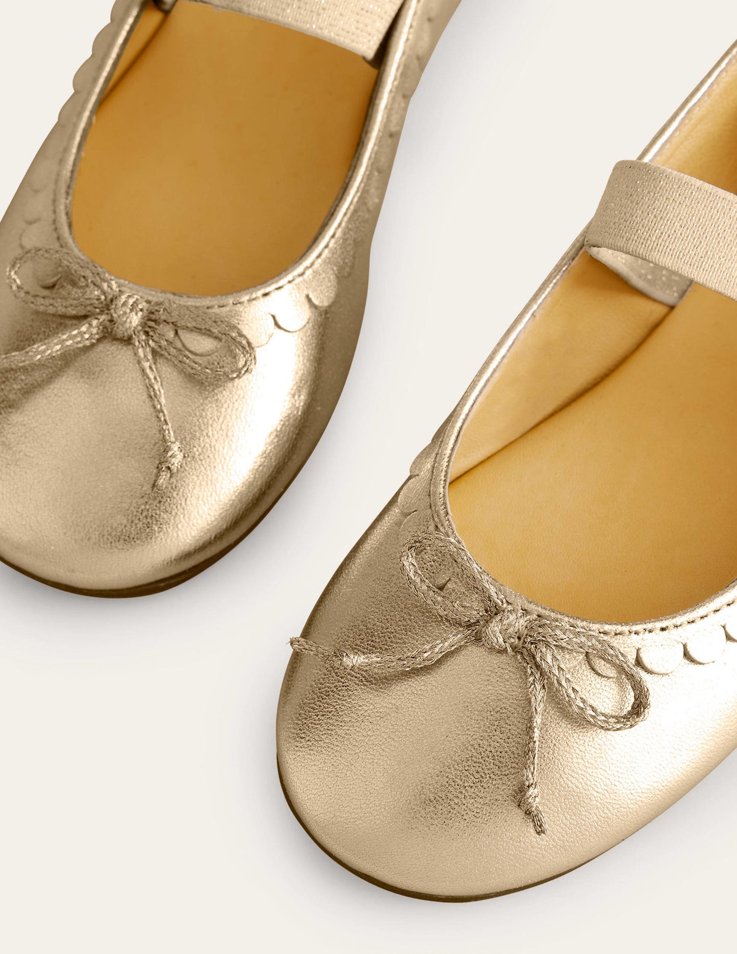 Leather Ballet Flats-Gold Metallic