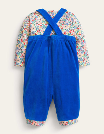 Velour Overall Set-Multi Fossil Floral