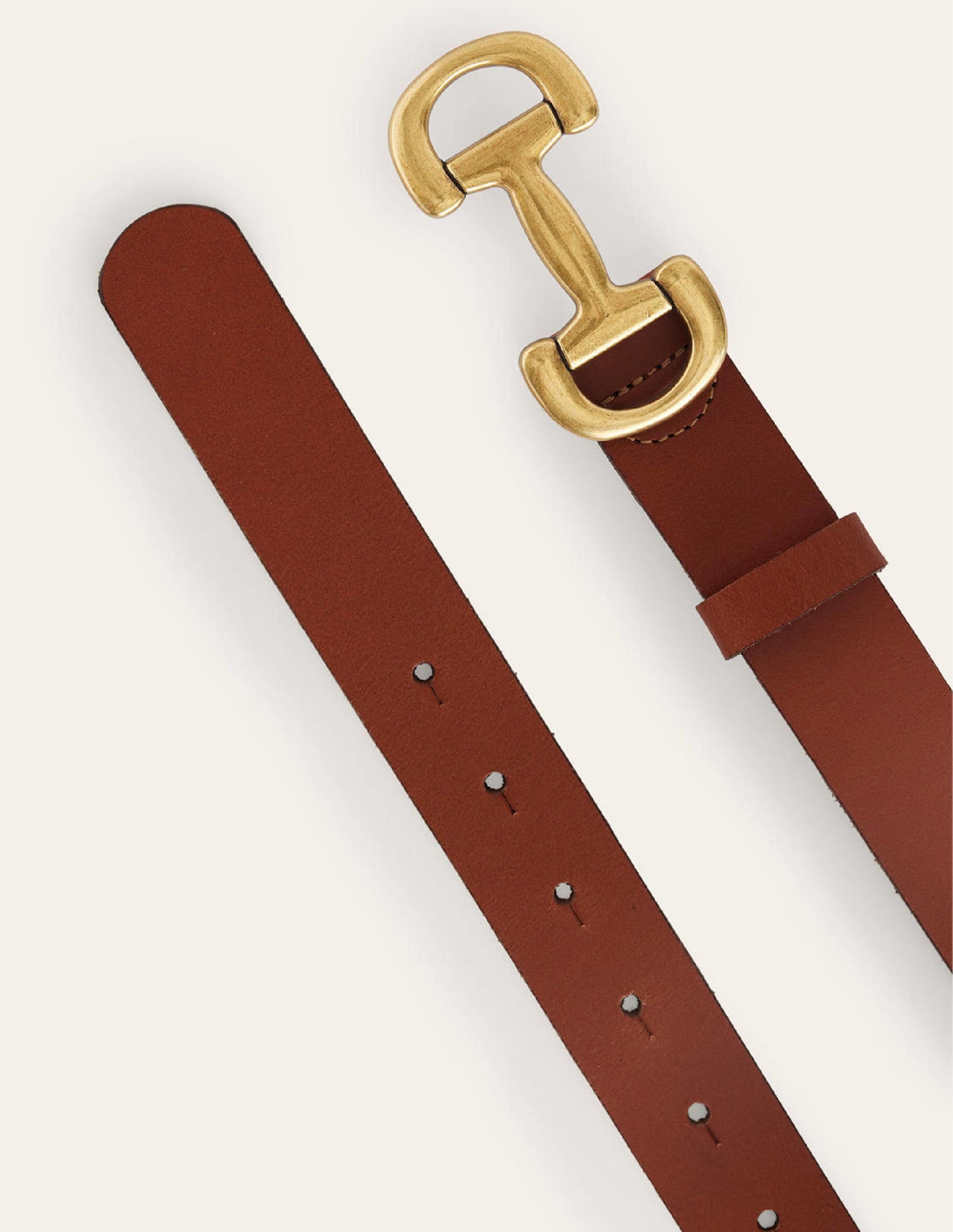 Iris Snaffle-Trim Leather Belt-Tan