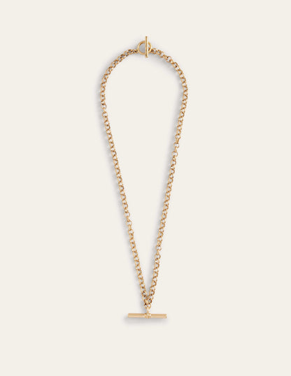 T-Bar Chain Necklace-Gold