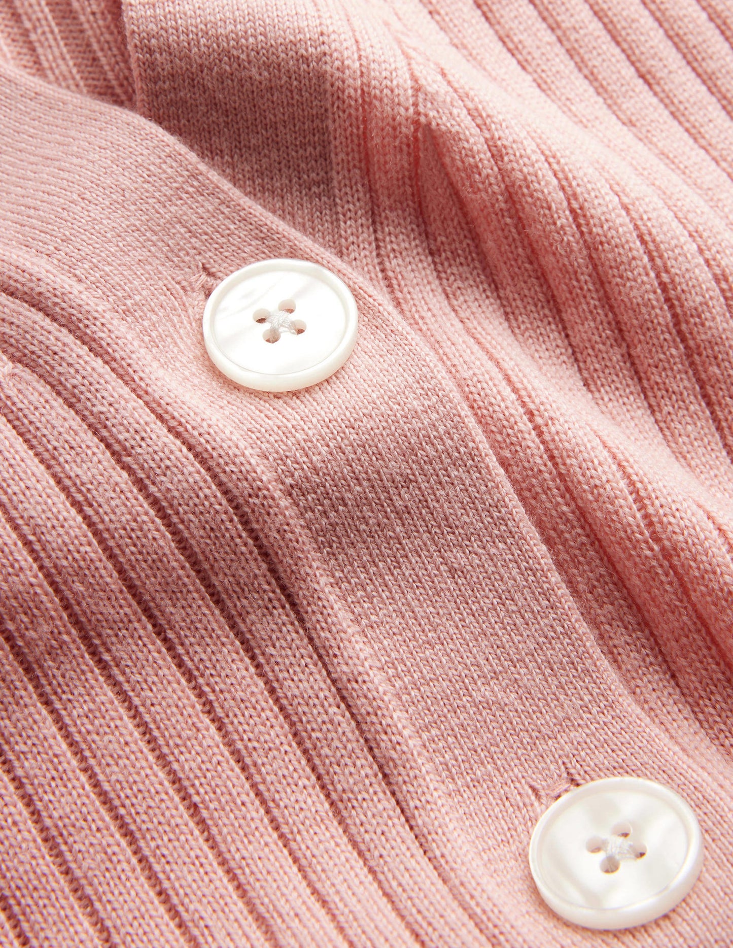 Ribbed Merino V Cardigan-Chalky Pink