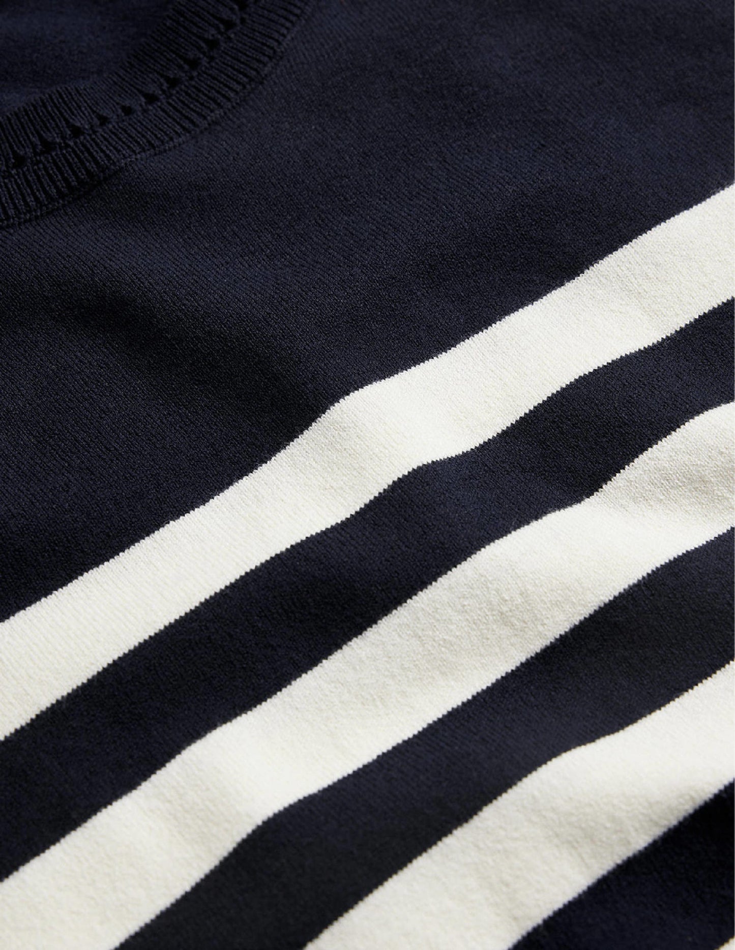 Catriona Cotton Crew Sweater-Navy/ Ivory