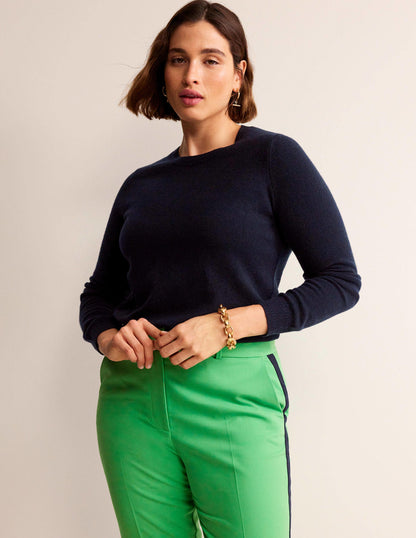 Eva Cashmere Crew Neck Jumper-Navy