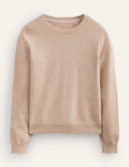 Eva Cashmere Crew Neck Jumper-Chinchilla Melange