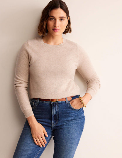 Eva Cashmere Crew Neck Jumper-Chinchilla Melange