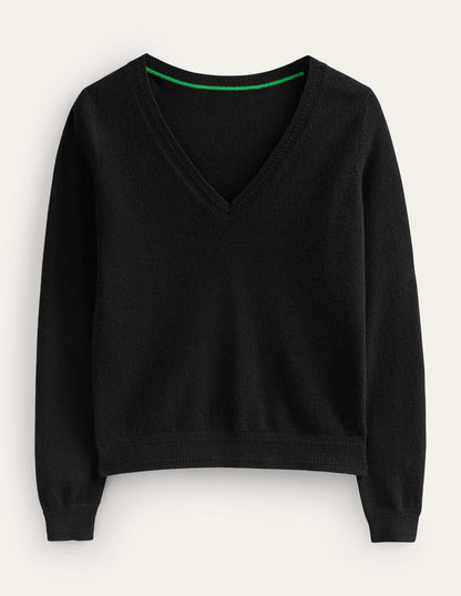 Eva Cashmere V-Neck Sweater-Black