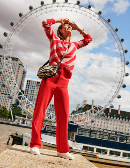 Fluffy Diagonal Stripe Sweater-Pink and Orange Stripe