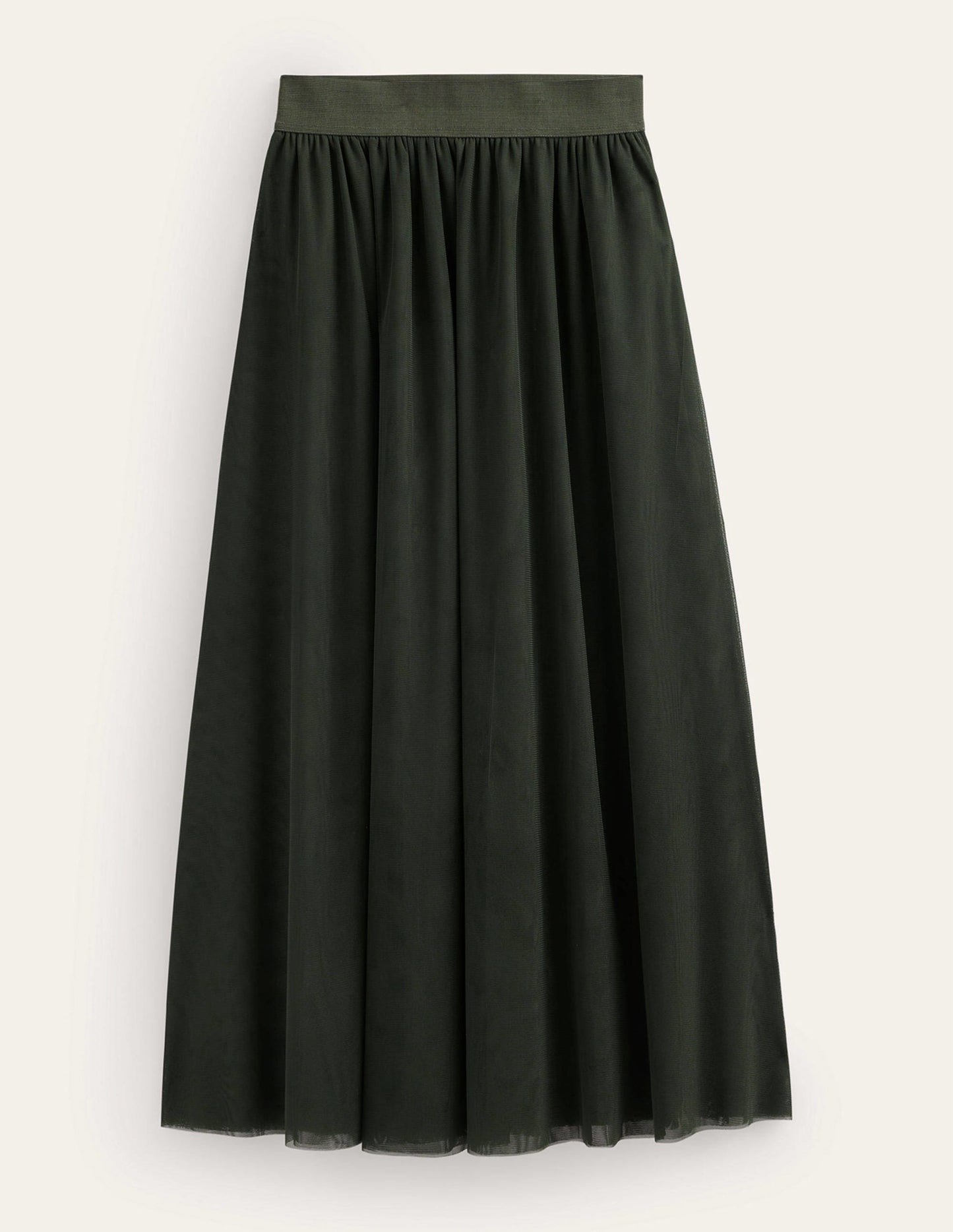 Tulle Full Midi Skirt-Khaki