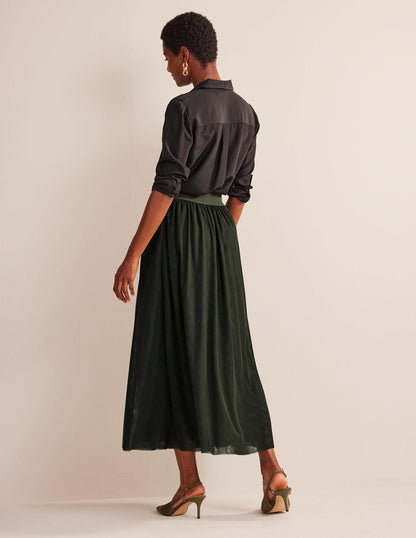 Tulle Full Midi Skirt-Khaki