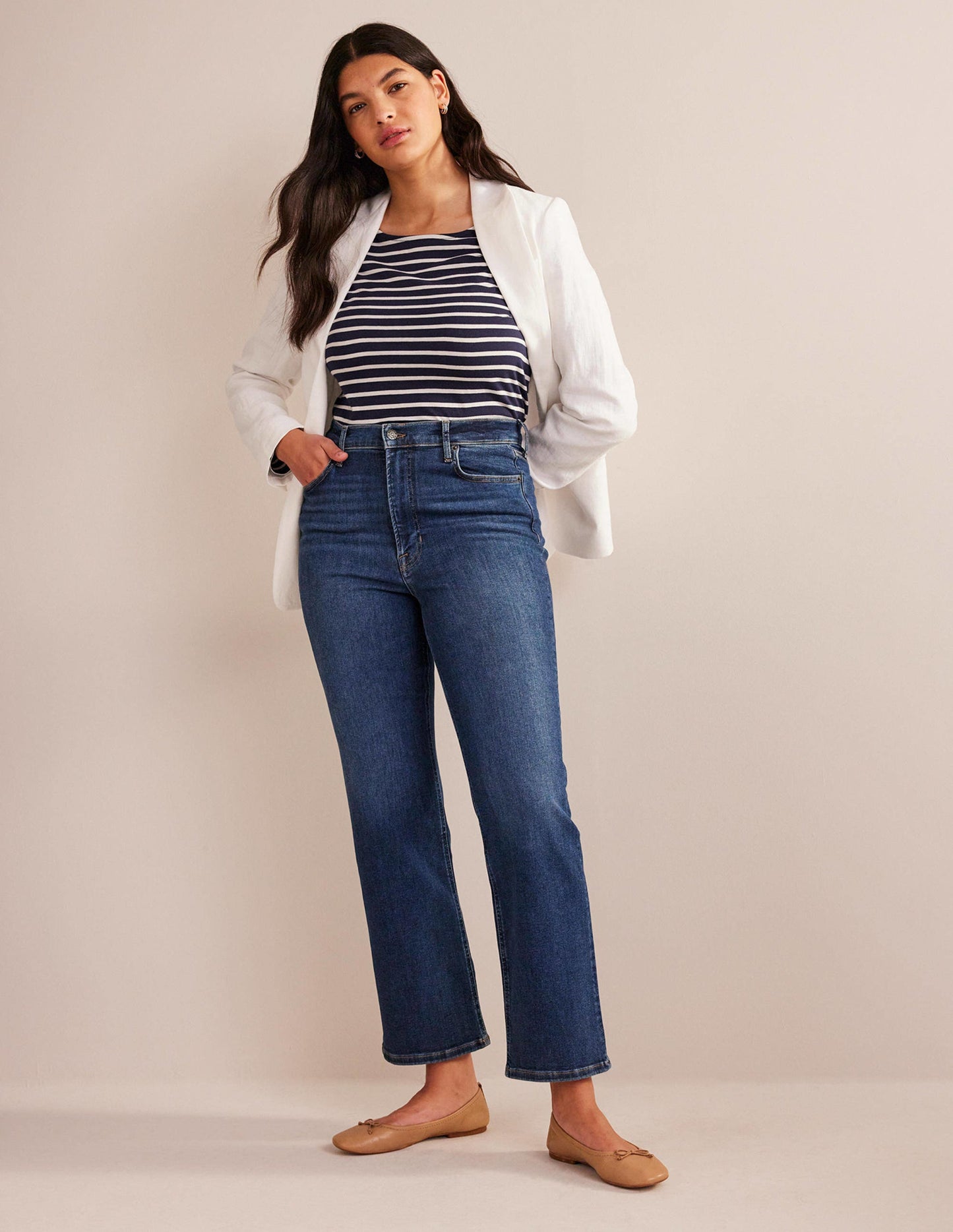 High Rise True Straight Jeans-Indigo