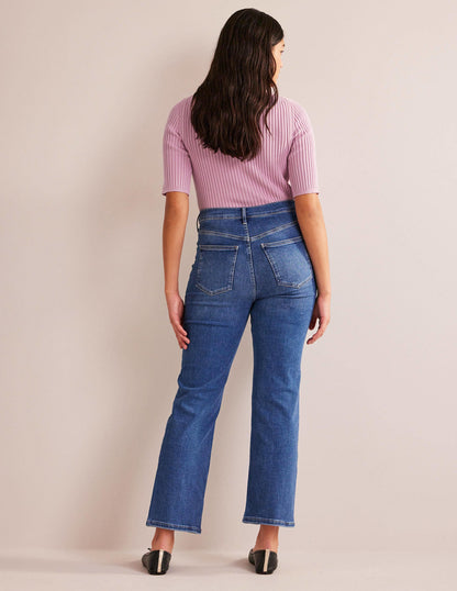 High Rise True Straight Jeans-Mid Vintage