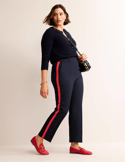 Kew Side Stripe Pants-Navy, Red Stripe