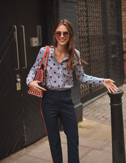 Kew Side Stripe Pants-Navy, Red Stripe