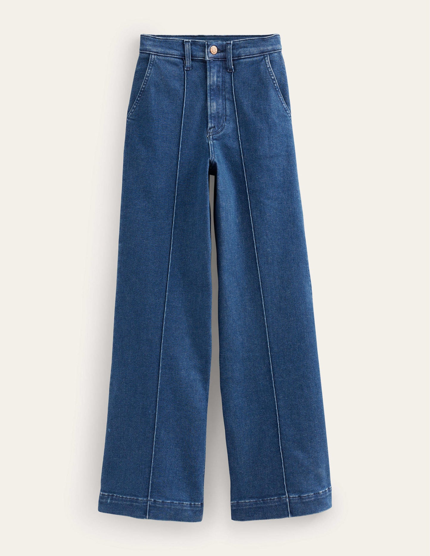 Wide Leg Seam Jeans-Vintage Blue