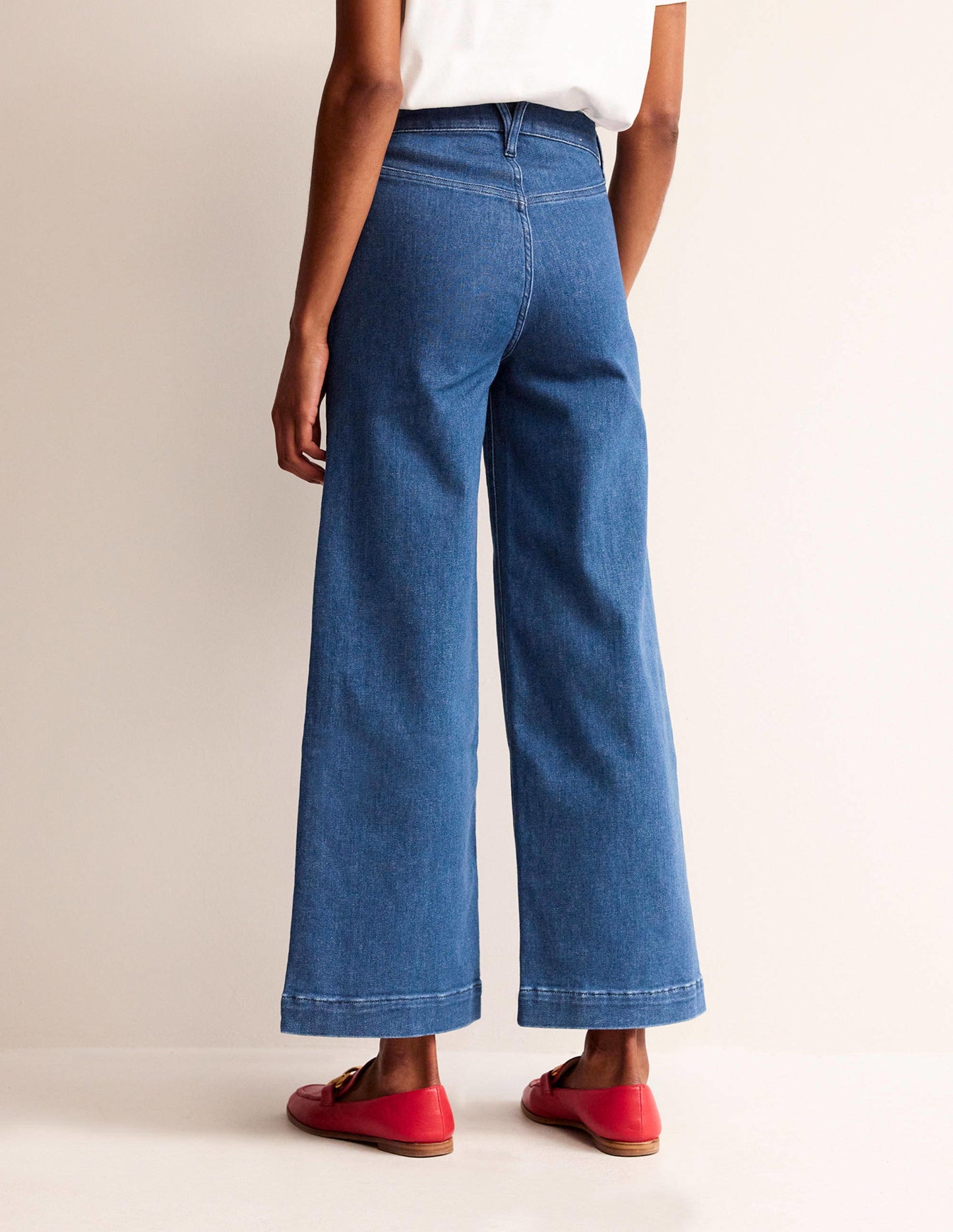 Wide Leg Seam Jeans-Vintage Blue