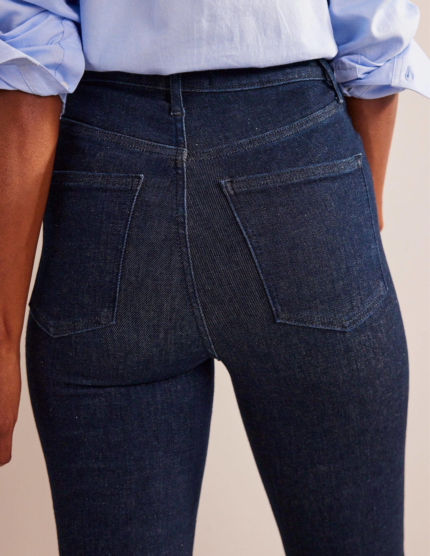 Button Detail Straight Jeans-Indigo Rinse