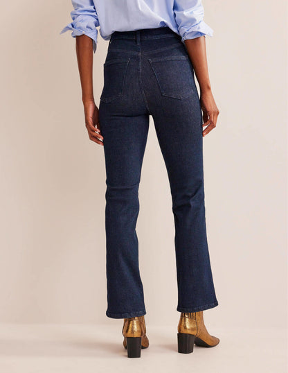 Button Detail Straight Jeans-Indigo Rinse