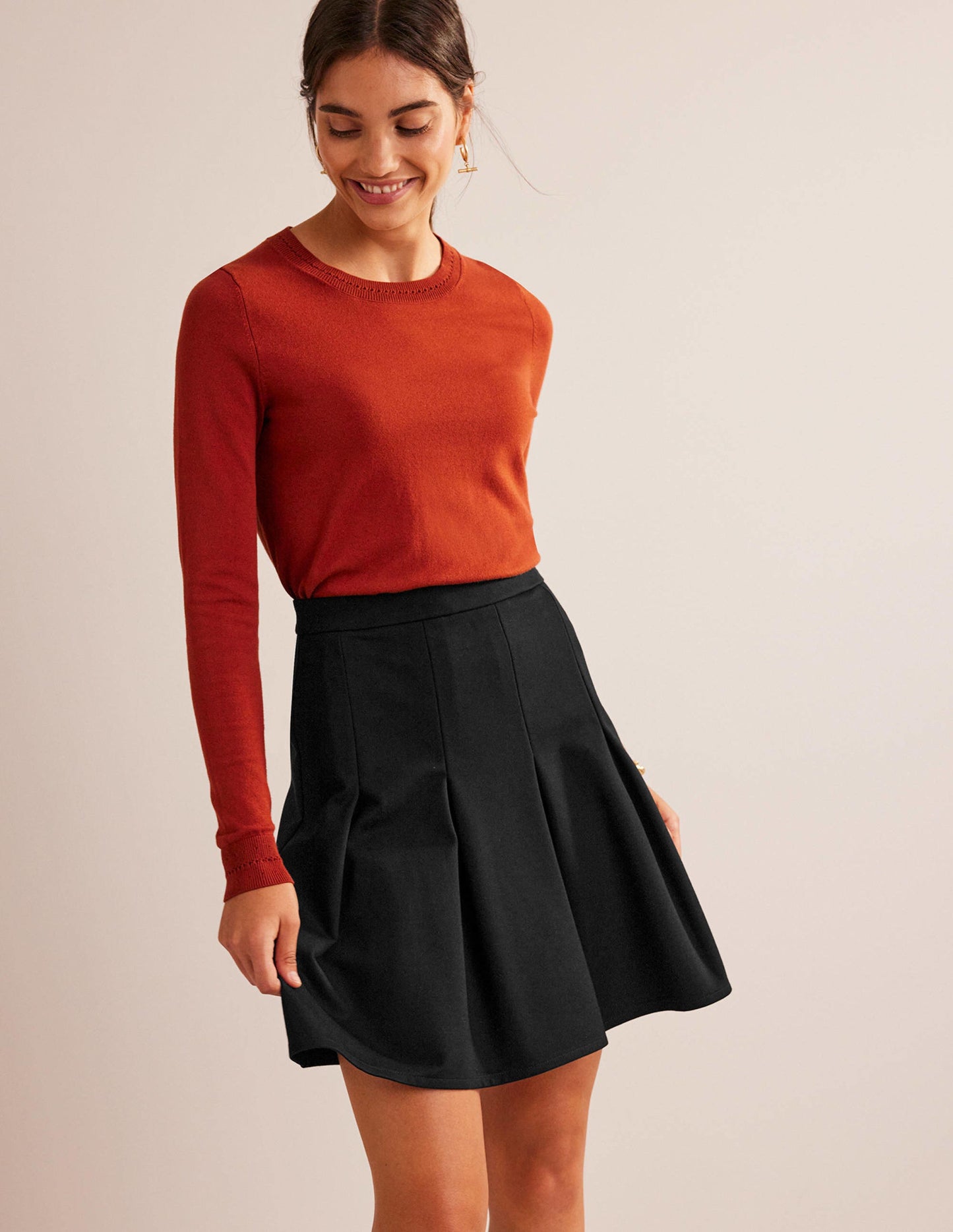 Flippy Ponte Mini Skirt-Black