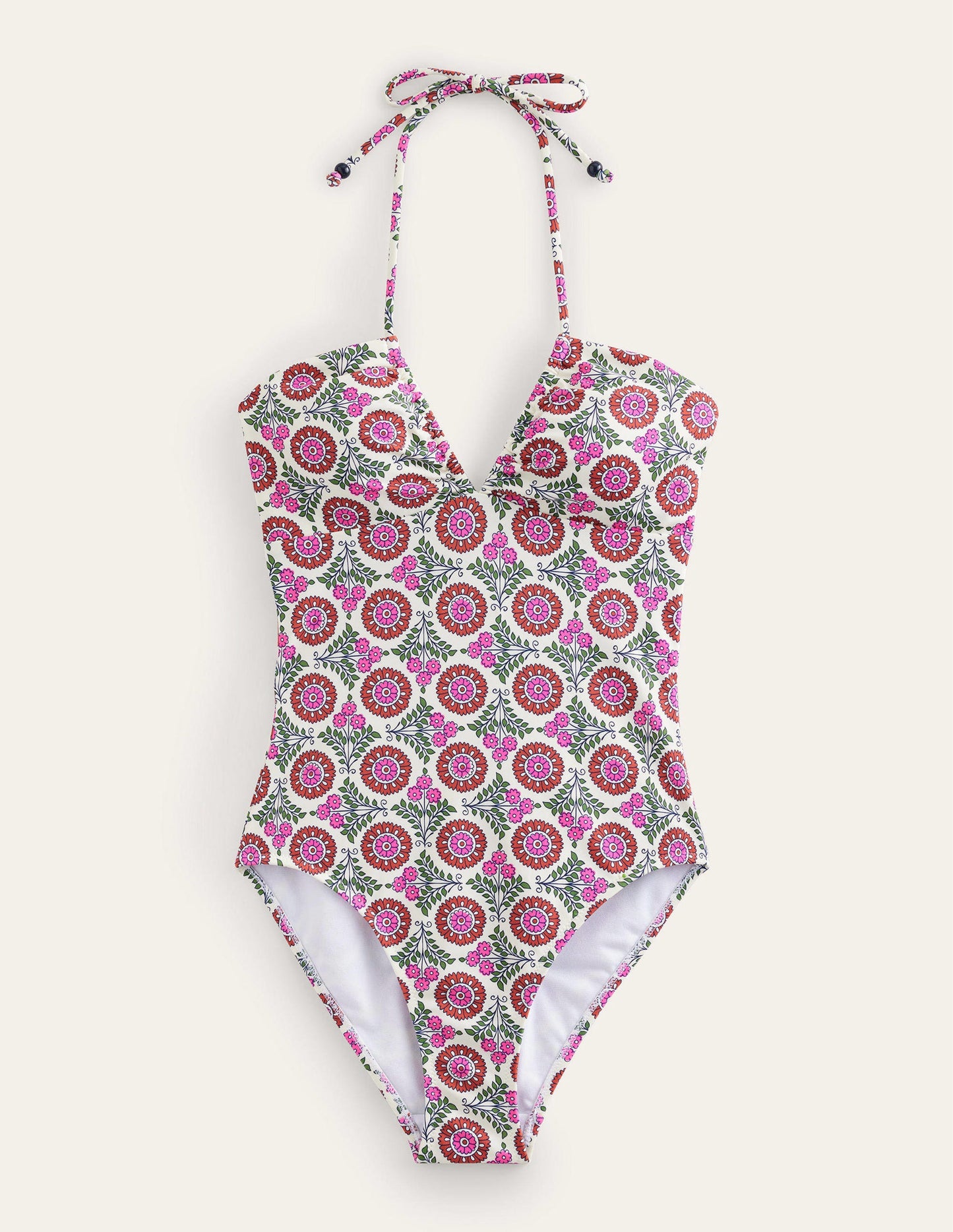 Halterneck Bandeau Swimsuit-Gin Fizz, Sunflower Sprig