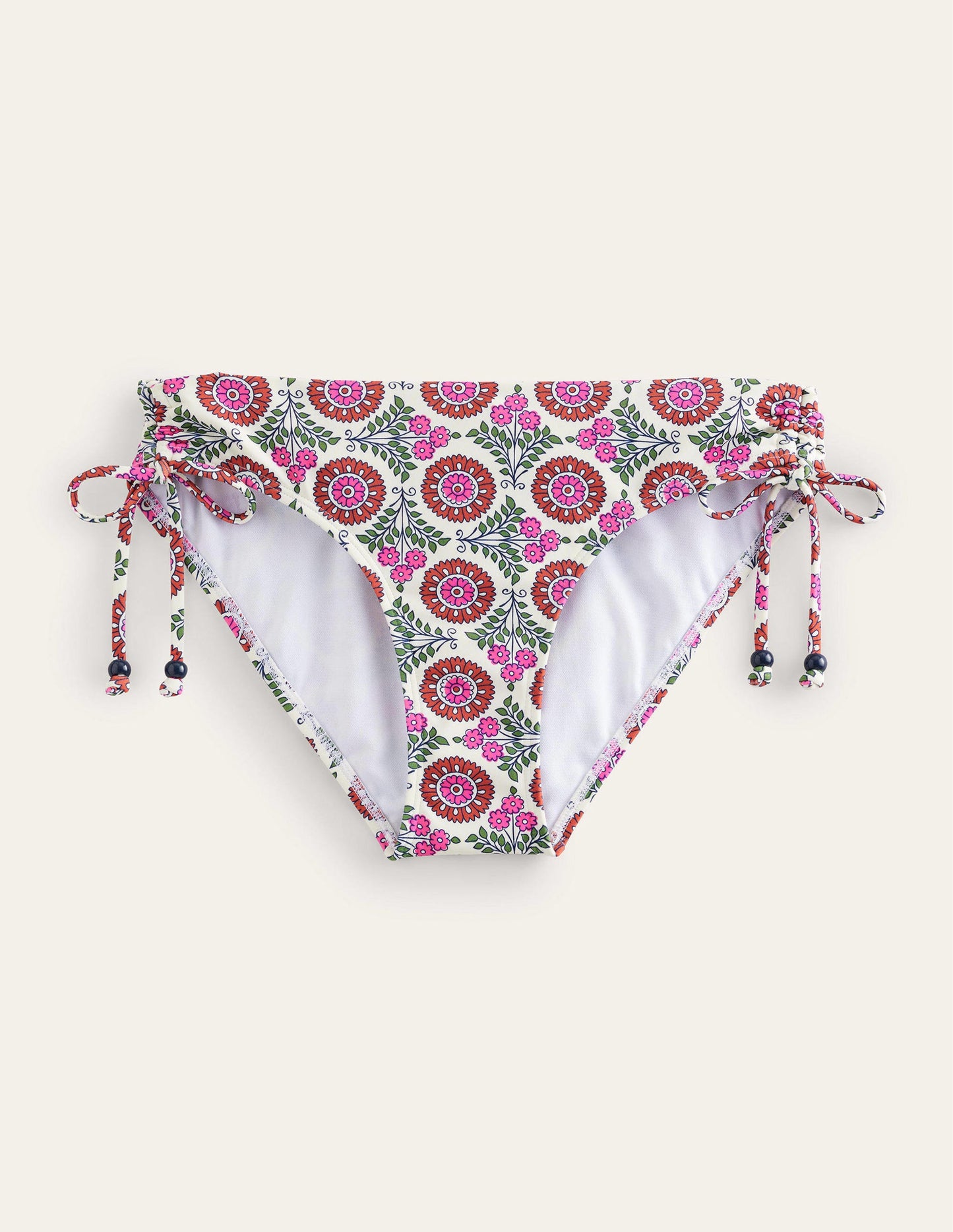 Ruched Bikini Bottoms-Gin Fizz, Sunflower Sprig