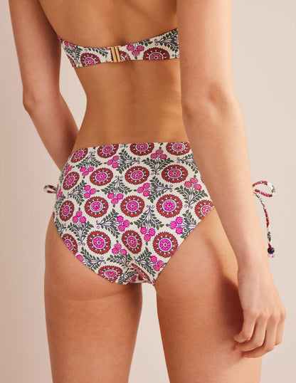 Ruched Bikini Bottoms-Gin Fizz, Sunflower Sprig