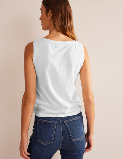 Regular V-neck Slub Vest-White