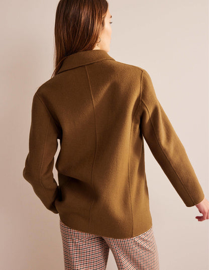 Wool-Blend Pea Coat-Camel