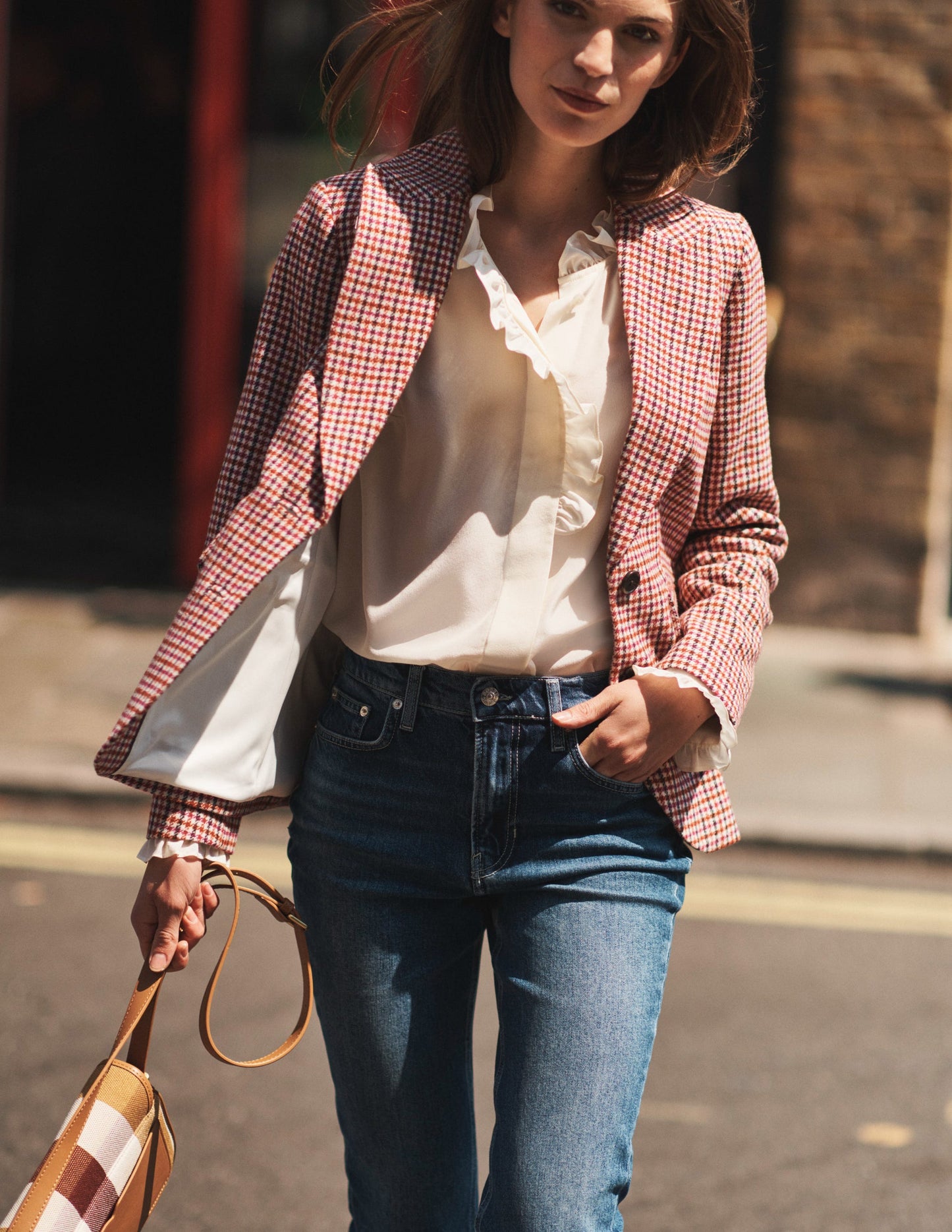 Marylebone Checked Blazer-Berry Drawn Check