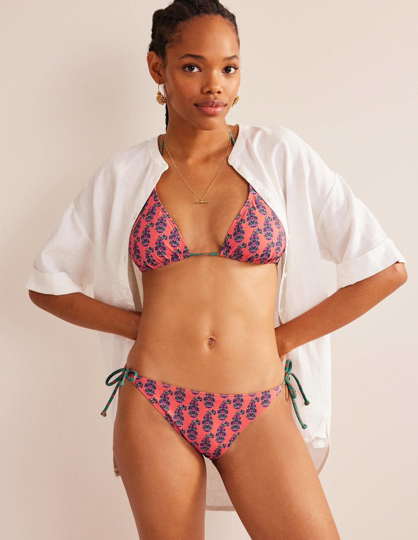 Symi String Bikini Bottoms-Persimmon Orange Paisley