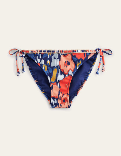 Crochet Trim Bikini Bottoms-Navy, Abstract Poppy