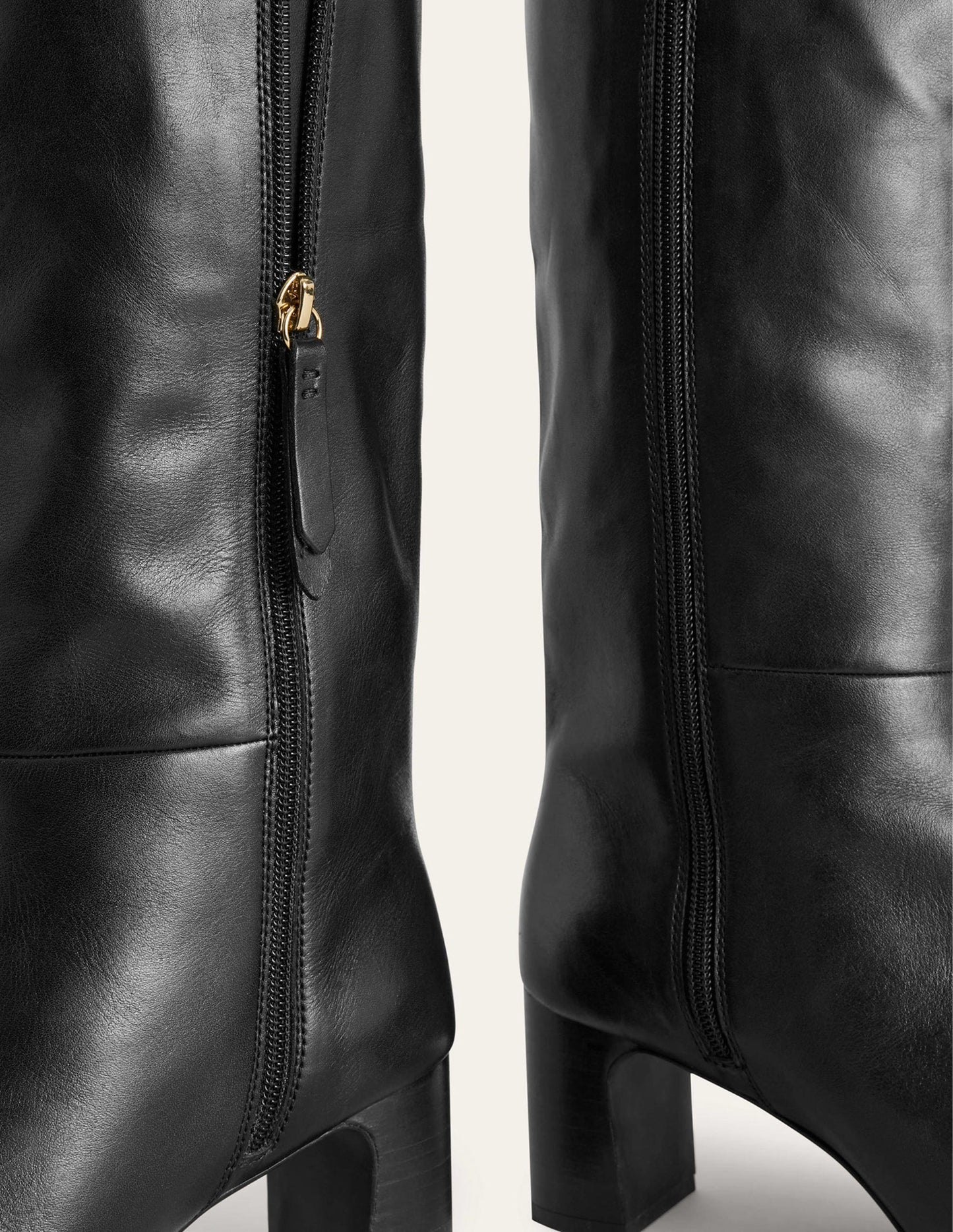 Erica Knee High Leather Boots-Black Leather