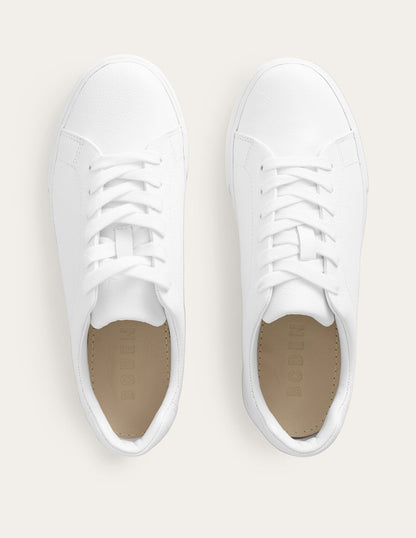 Leather Flatform Sneakers-White Tumbled Leather