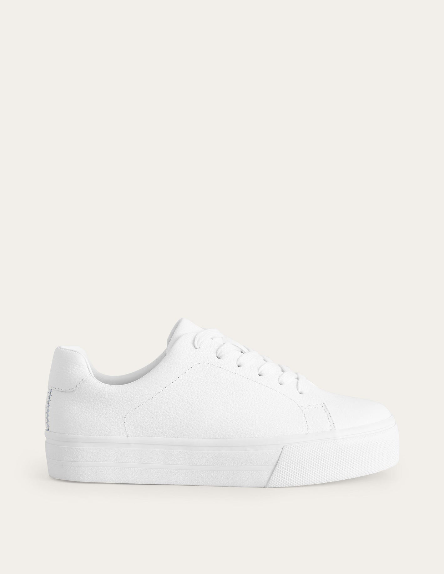 Leather Flatform Sneakers-White Tumbled Leather