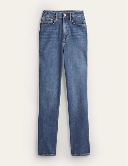 High Rise True Straight Jeans-Mid Vintage