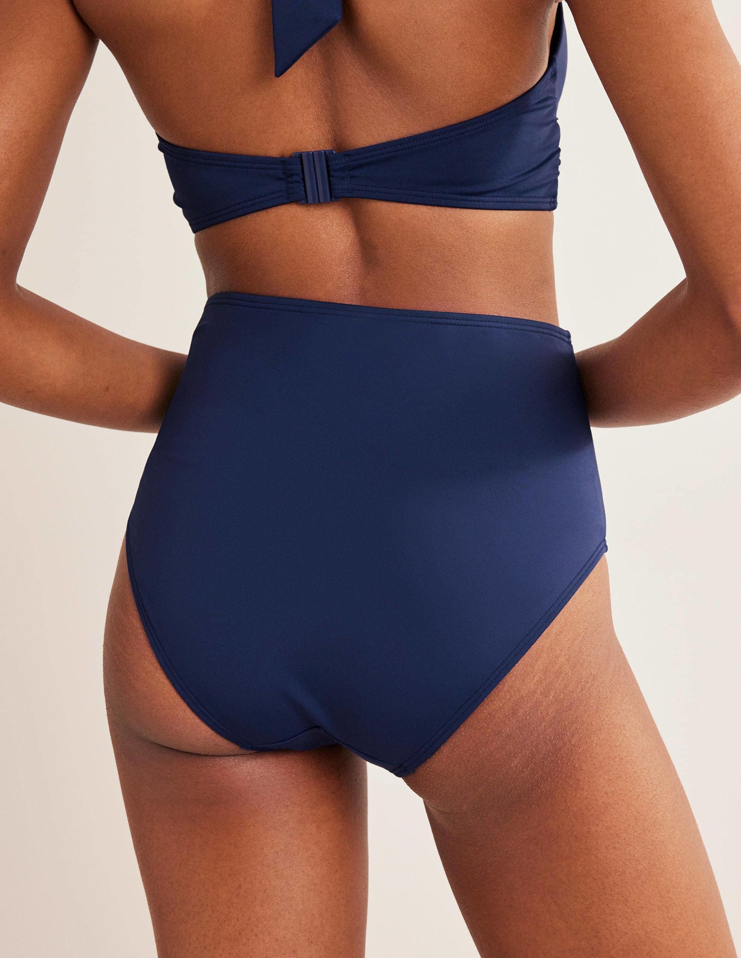 High Waisted Bikini Bottoms-French Navy