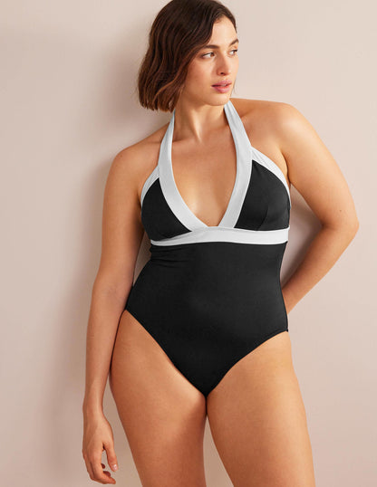 Ithaca Halter Swimsuit-Black Colourblock