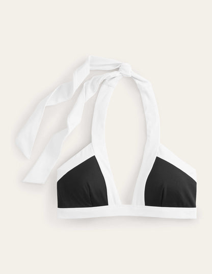 Ithaca Halter Bikini Top-Black Colourblock