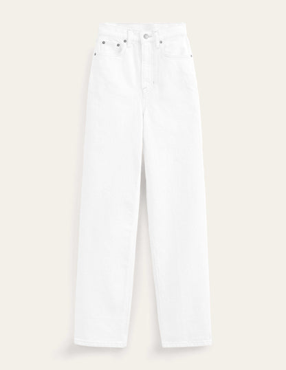 High Rise True Straight Jeans-White