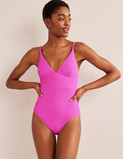 Arezzo V-neck Panel Swimsuit-Amazing Pink Texture